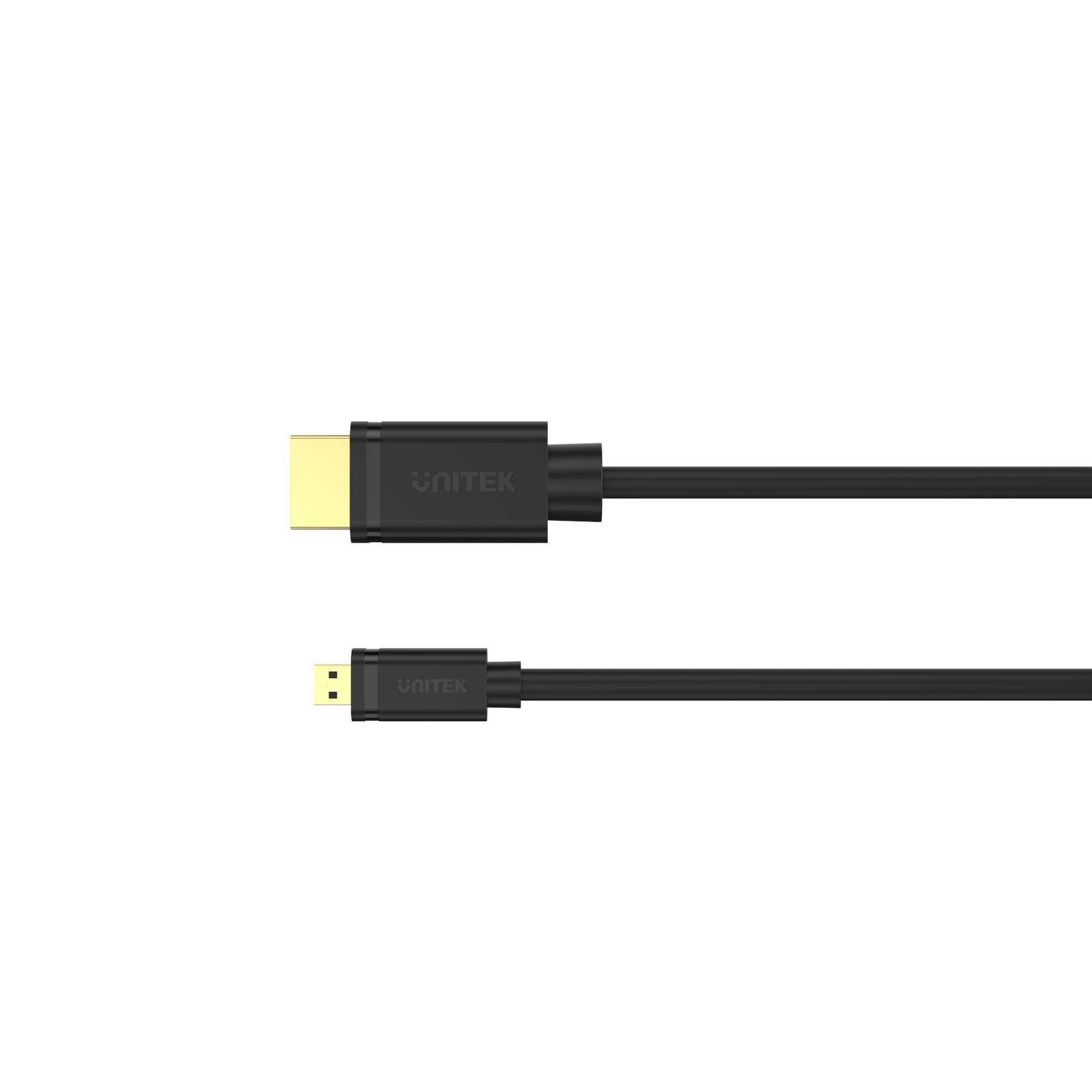 UNITEK 2M Micro HDMI Male to HDMI Male Cable - Image 4