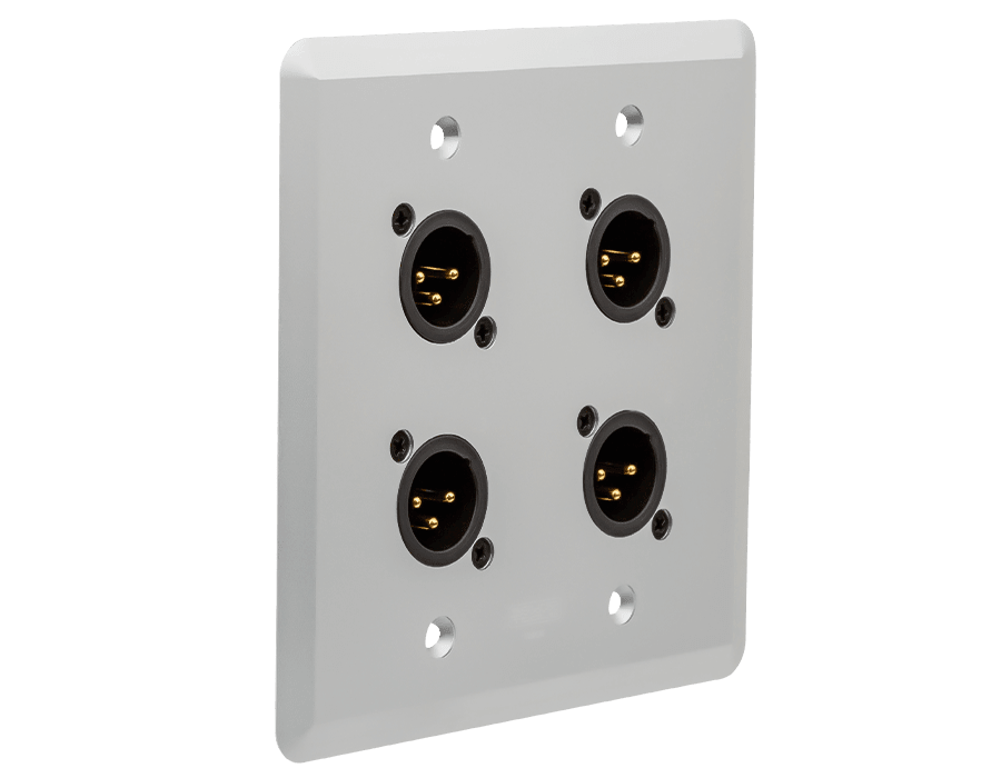 WC111-B-4 channel, male XLR, Sliver wall plate, send up to 4 lines of analog or digital audio - Image 2