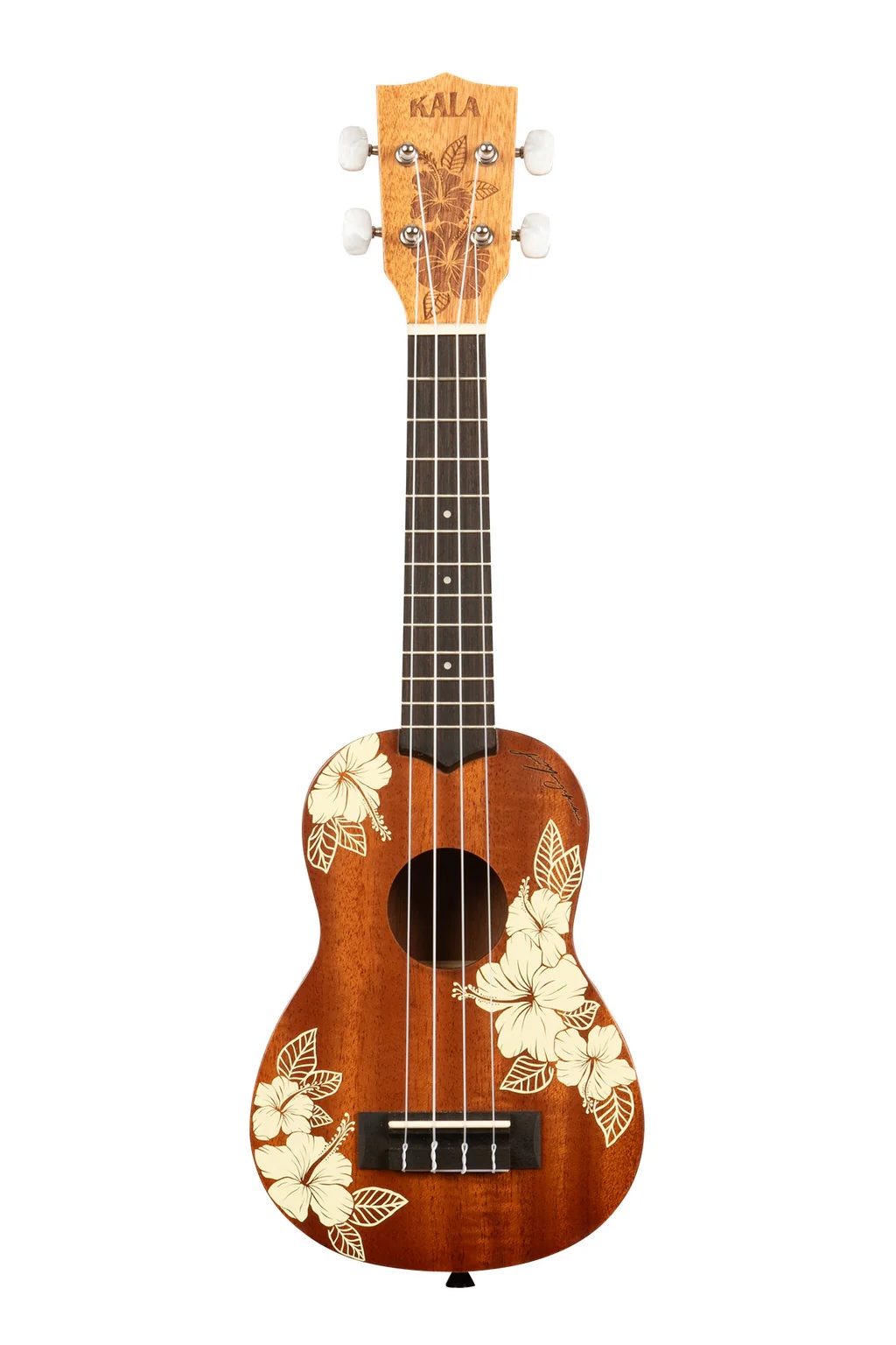 Kala Hibiscus Mahogany Soprano Ukulele with Bag - Image 2