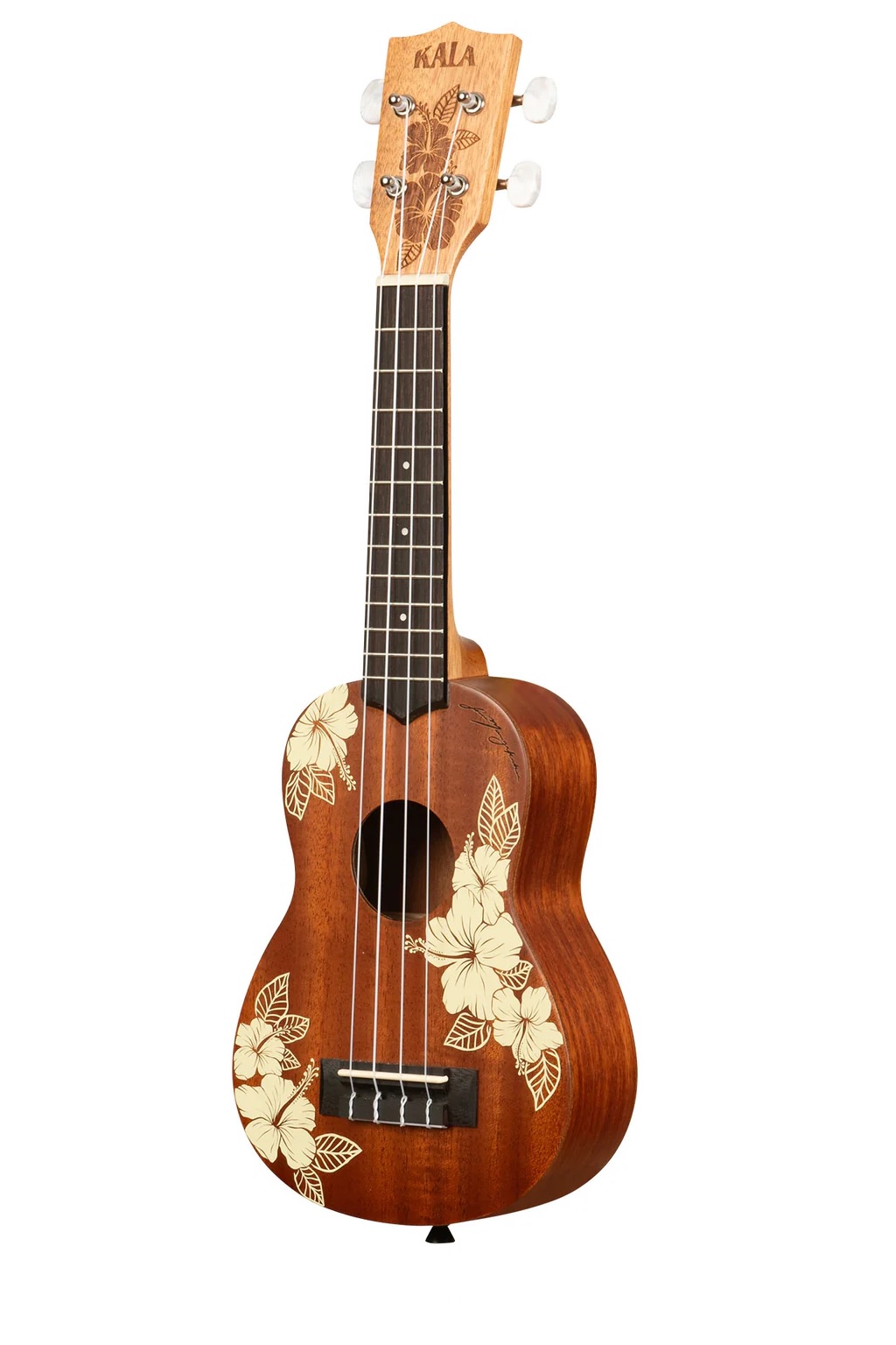 Kala Hibiscus Mahogany Soprano Ukulele with Bag - Image 4