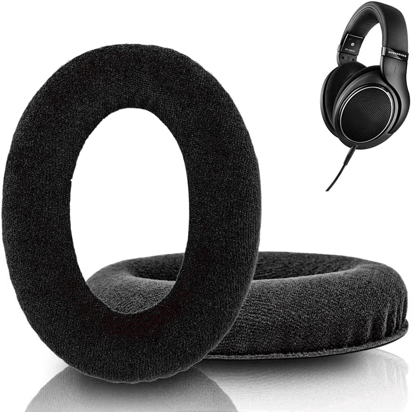 Sennheiser Compatible Earpads – Lint / Fabric (Black) For HD 598 · HD 599 · HD 569 · HD 515 · HD 595 · HD 558 · PC360 - Image 2