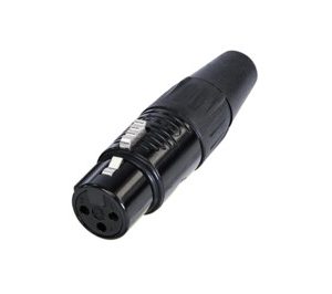3 Pole Female XLR Cable Connector (Black / Silver Contacts)