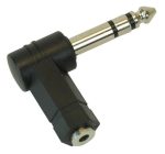 Right Angle TS 3.5mm Socket to TRS 6.5mm Jack Adapter - front view