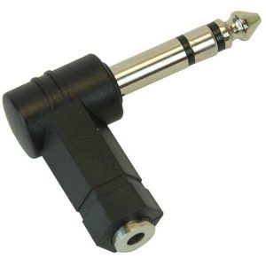 Right Angle TS 3.5mm Socket to TRS 6.5mm Jack Adapter - front view