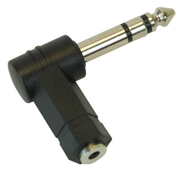 Right Angle TS 3.5mm Socket to TRS 6.5mm Jack Adapter - front view