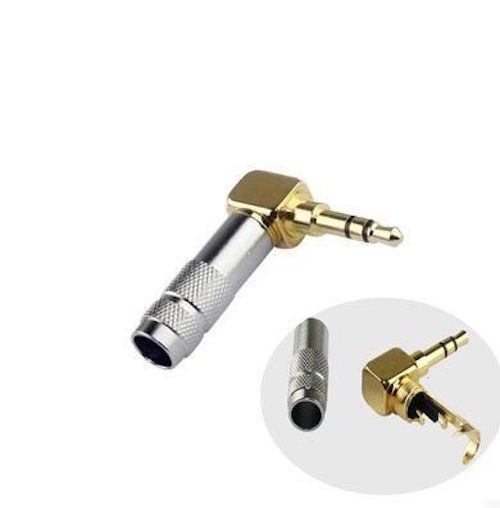 3.5mm TRS Right Angle Adapter Cable Mount - Gold Plated - front view