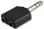 Stereo Plug 6.35mm to 2x 6.35mm Socket Adapter - front view