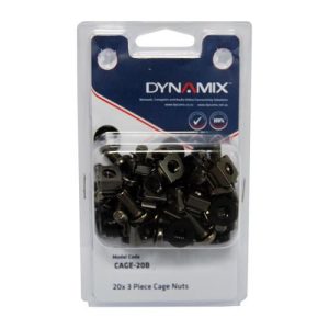 DYNAMIX 20pc Pack, 3 Piece Cage Nut - Each Black M6