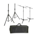 Set of 2 Speaker and 2 Microphone Stands in Transport Bag