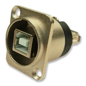 USB Adapter, USB Type B Receptacle, USB Type A Receptacle, USB 2.0, FT, Zinc