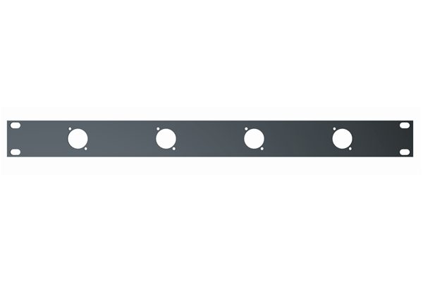 1-U rack panel with mounting holes for 4 XLR connectors