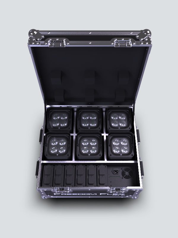 Chauvet Freedom Flex H4 Ip X 6 Wireless Uplights In Roadcase, Removeable Batteries