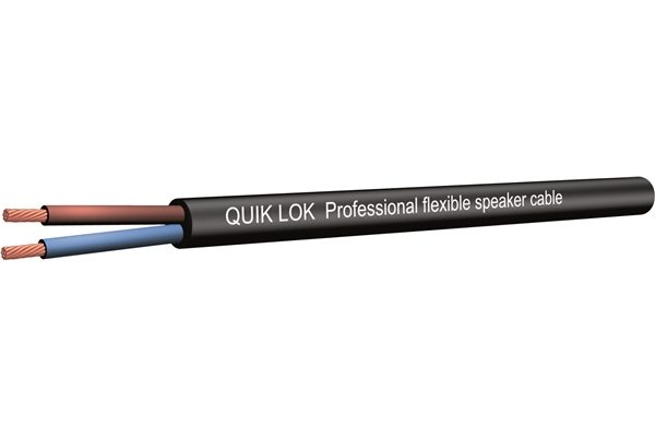 Quik Lok 2 Core Speaker Cable (2 x 1.50 mm²) - diameter 7mm - Black - Per Meter - front view