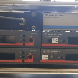 4x Sennheiser G3 100 Wirless Lapel Systems with Splitter & Rack (EX Rental)