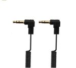 TRS to TRS Right Angle 3.5mm Coiled Cable 10cm Lead - front view