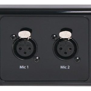 Dual 3 Pin XLR Horizontal Microphone Wallplate Dual Cover Black - front view