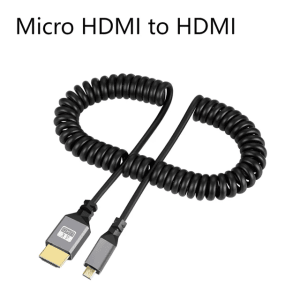 Male Micro HDMI to Male HDMI Coiled Cable 2m