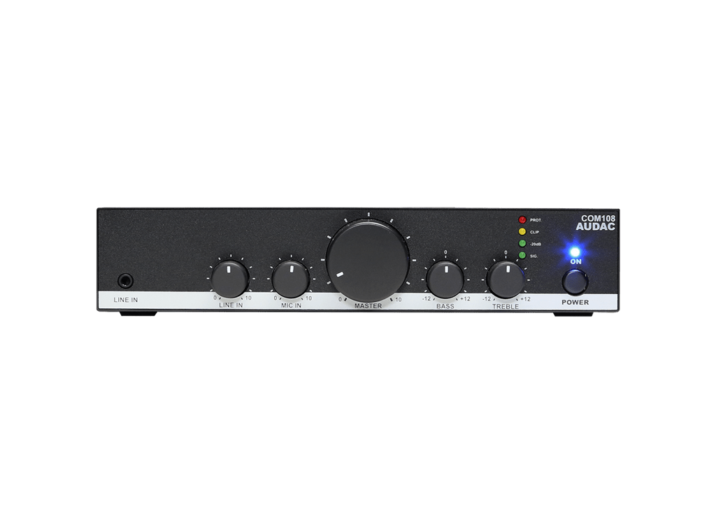 Audac 100v Line Amp 80 watts Half Rack Space - front view