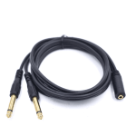 1.5m 3.5mm 1/8" TRS Stereo Female to 2 Dual 1/4 Inch 6.35mm Mono TS