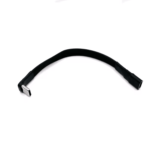 USB-C Straight Female to USB-C Right Angle Up Flat Silicone Charging Cable 1m