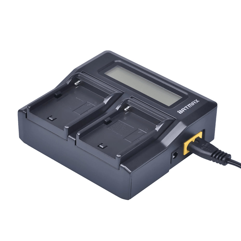 Ultra Fast LCD Dual Charger for Sony NP F970 F960 F550 F570 QM91D - front view