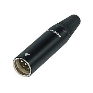 TINY XLR cable connector 4-pole, male, black housing, gold plated contacts