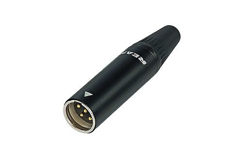 TINY XLR cable connector 4-pole, male, black housing, gold plated contacts