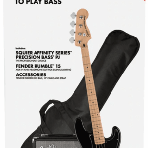 Affinity Series Precision Bass PJ Pack, Maple Fingerboard, Gig Bag, Rumble 15 - Black