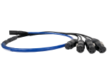 SuperCAT Sound Tails - individually Shielded Conductor Pairs, Terminated to Female XLR and EtherCON - front view
