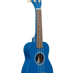 Soprano Ukulele Featuring Wooden Body, Board and Bridge - Includes Bag, Strings and Machine Heads Blue Ink