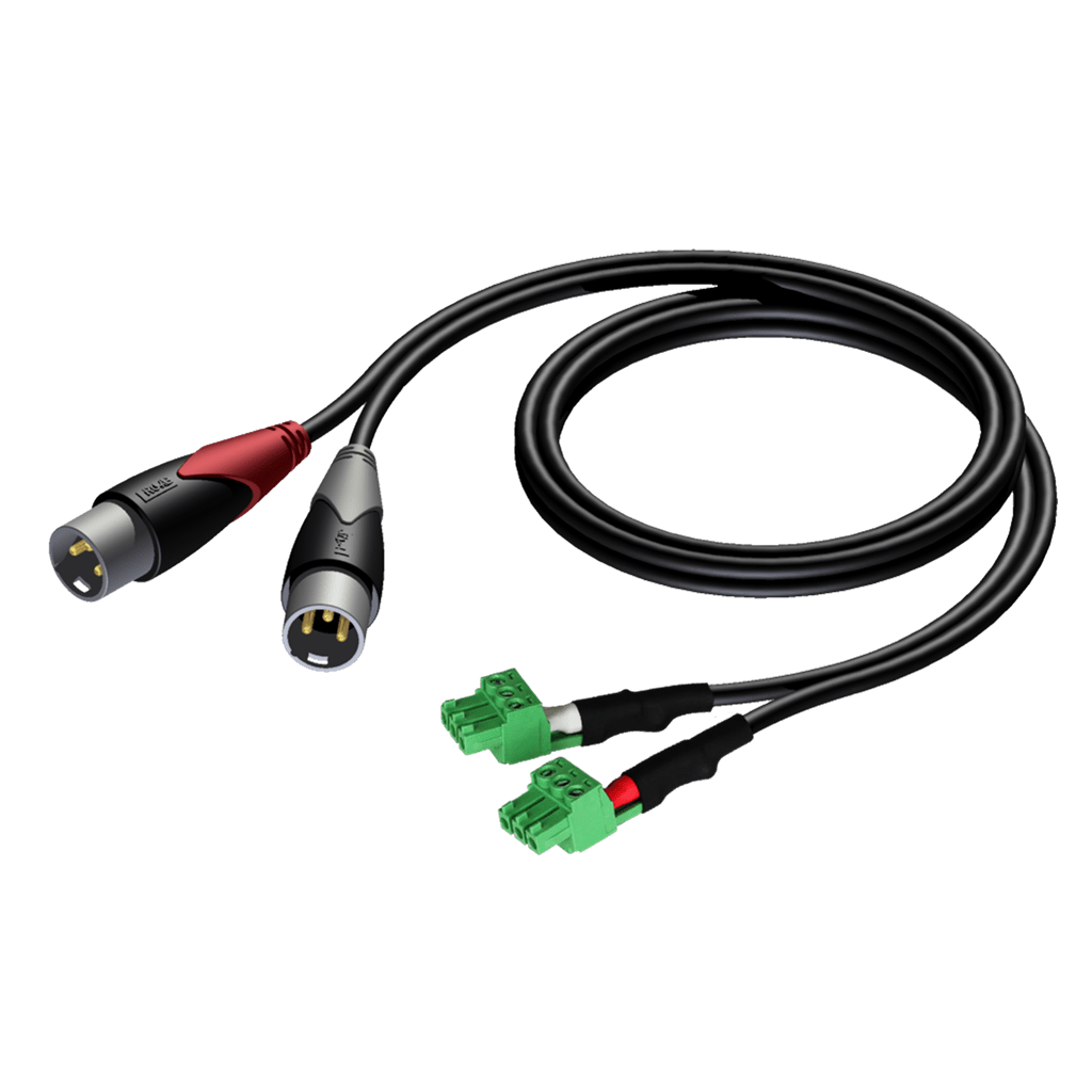 2 X RCA - 2X Terminal Block 3P 1m