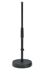 K&M Table- /Floor Mic Stand - Heavy Black Cast-Iron Base With Sound Absorbing Rubber Insert. - front view