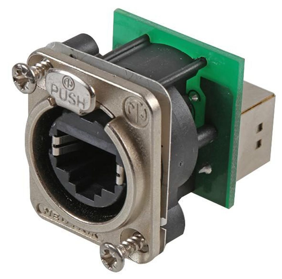 Neutrik NE8FDP D-Type RJ-45 Feed-Thru Socket Nickel - front view