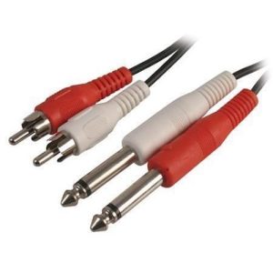 1.83m 2x RCA to 2x 1/4" TS Mono Jack Cable Lead