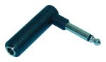 6.35mm Mono TS Plug Right Angle to 6.35mm Socket Adapter - front view