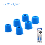 KZ 3Pair (6pcs) Noise Isolating Comfortable Memory Foam Ear Tips Ear Pads Earbuds For In Earphone Headphones Blue - front view