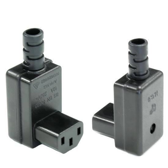 Re-Wire Able Down Angled IEC Female C13 10A Trailing Socket - front view