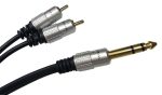 Audio / Video Cable Assembly, 6.35mm (1/4") Stereo Jack Plug, Phono (RCA) Plug, x 2, 3.28 ft, 1 m