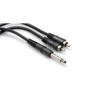 Y Cable 1/4 in TS to Dual RCA Lead 1m