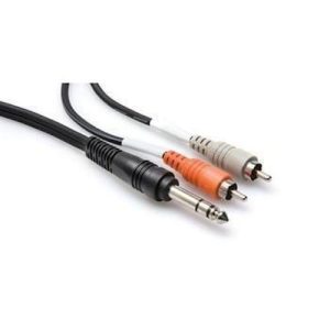 2m 1/4" 6.5mm TRS Jack to 2x RCA Cable Insert Lead