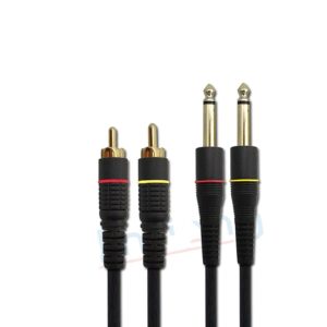 2x RCA to 2x TS 6.35mm Jack Cable Lead - 5m - front view