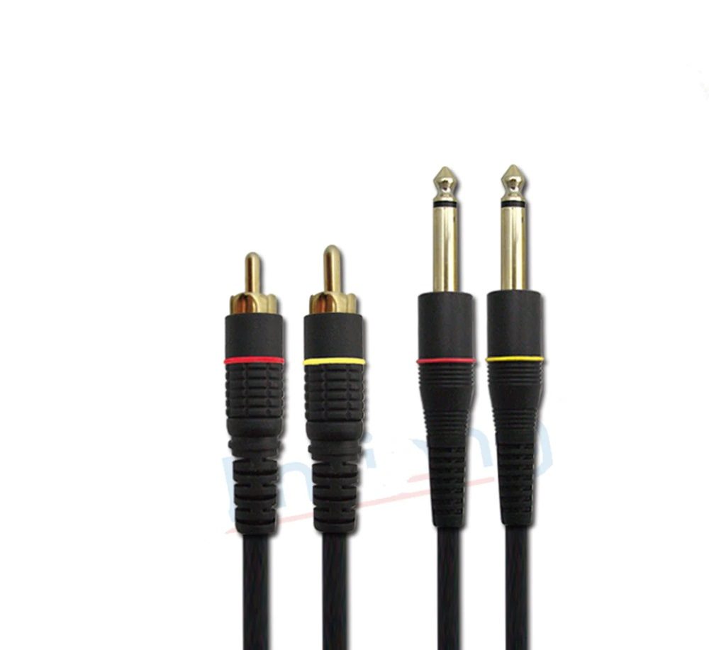 2x RCA to 2x TS 6.35mm Jack Cable Lead - 5m - front view