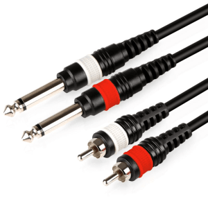 2x RCA to 2x 6.5mm Jack Cable Lead - 5M - front view