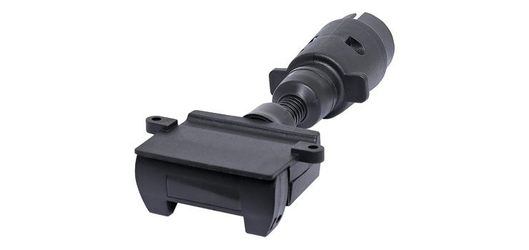 Large 7 Pin Round Plug To 7 Pin Flat Socket Adapter - front view