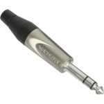 Amphenol in-line stereo, 6.3mm jack, nickel metal connector - front view