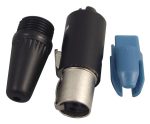Mini XLR 4 Contact Socket Cable Mount Gold Plated Contacts Metal Body - front view