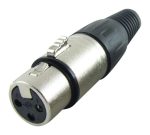 XLR Connector, 3 Contacts, Receptacle, Cable Mount, Silver Plated Contacts