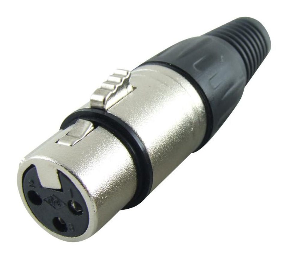 XLR Connector, 3 Contacts, Receptacle, Cable Mount, Silver Plated Contacts