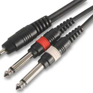 3.5mm Stereo Jack Plug, 6.35mm (1/4") Mono Jack Plug, x 2, 3.9 ft
