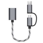 2 In 1 Fast Transfer Adapter - USB-C to Micro USB Male to USB-A Connector